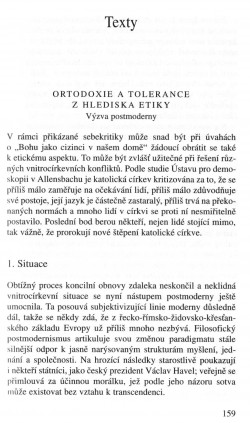 V zápasech za Boží věc / TEXTY / Ortodoxie a tolerance z hlediska etiky. Výzva postmoderny / strana 159