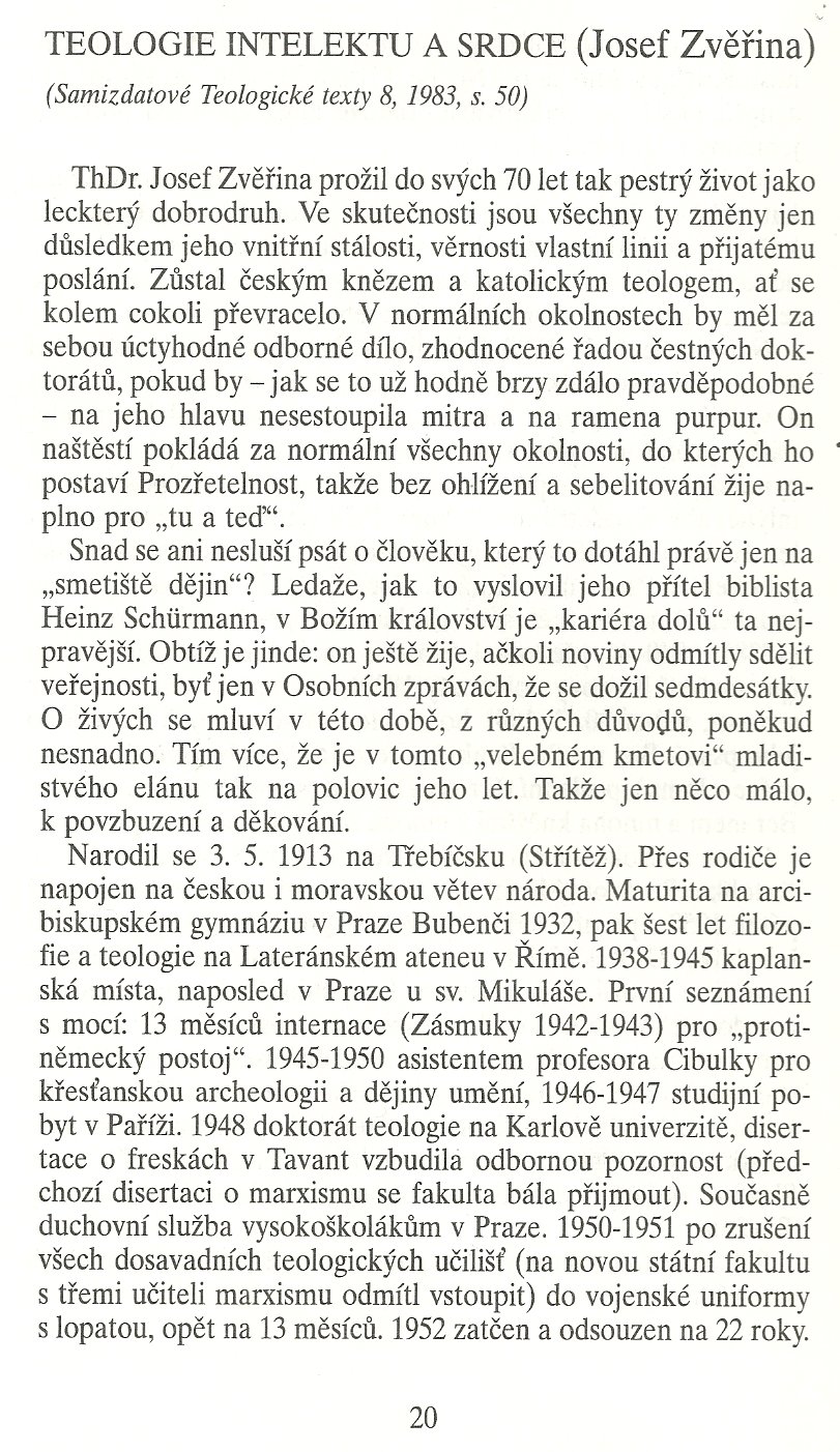 Slovo o této době / Teologie intelektu a srdce (Josef Zvěřina) / strana 20