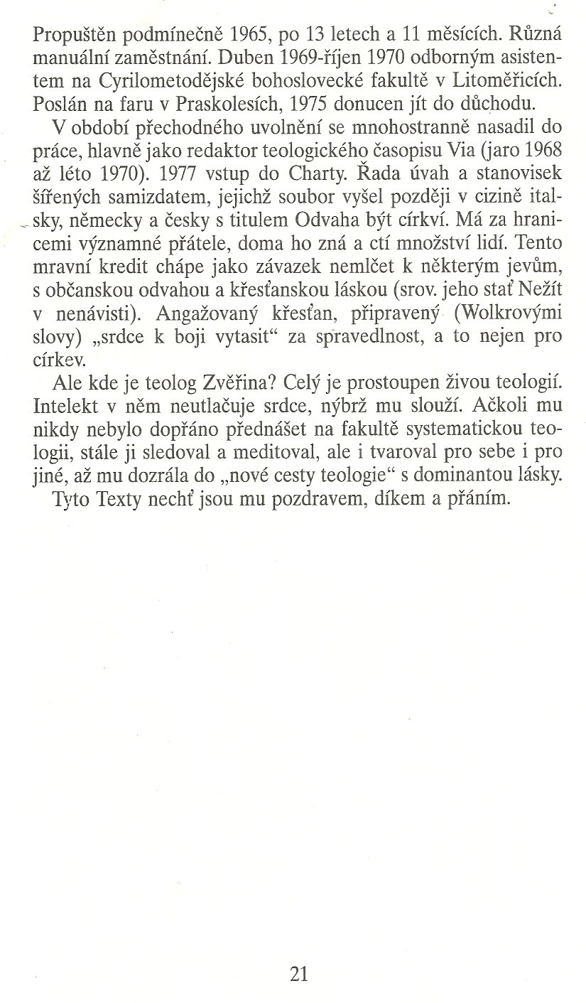 Slovo o této době / Teologie intelektu a srdce (Josef Zvěřina) / strana 21