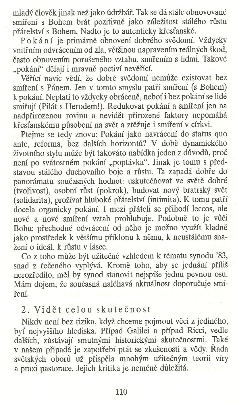 Slovo o této době / Pokání anebo smíření (K biskupskému synodu 1983) / strana 110